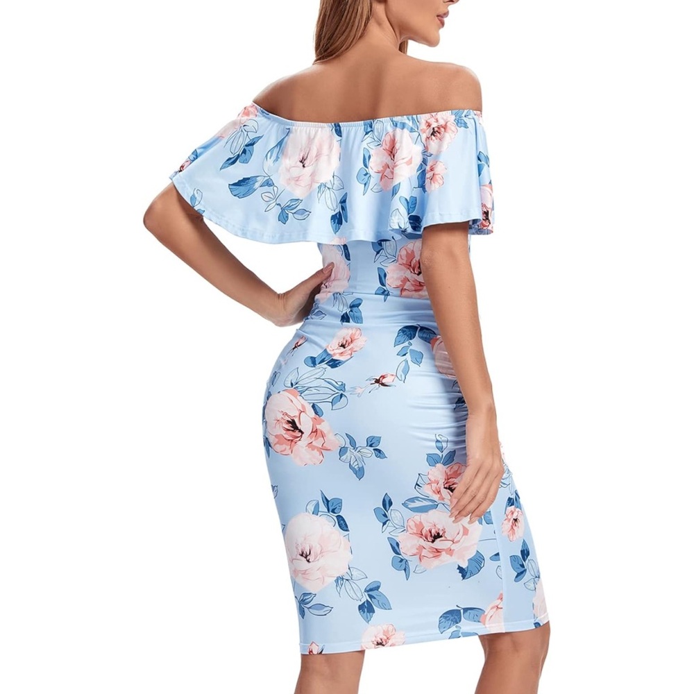 Maternity Floral Fitted Summer Dress - Picture 3 of 6